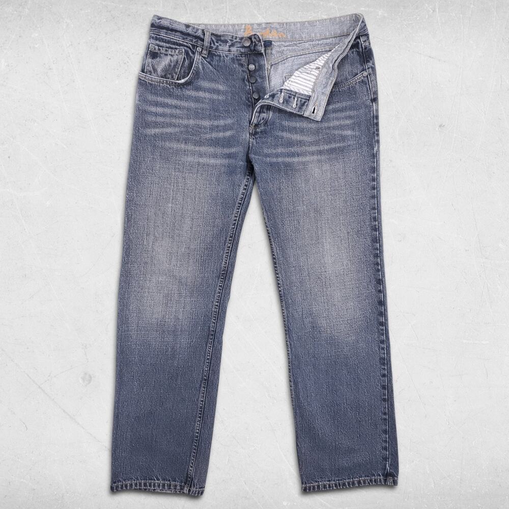 Boden Jeans Mens 36 Blue Med Wash Straight Leg Button Fly Classic Fit Denim